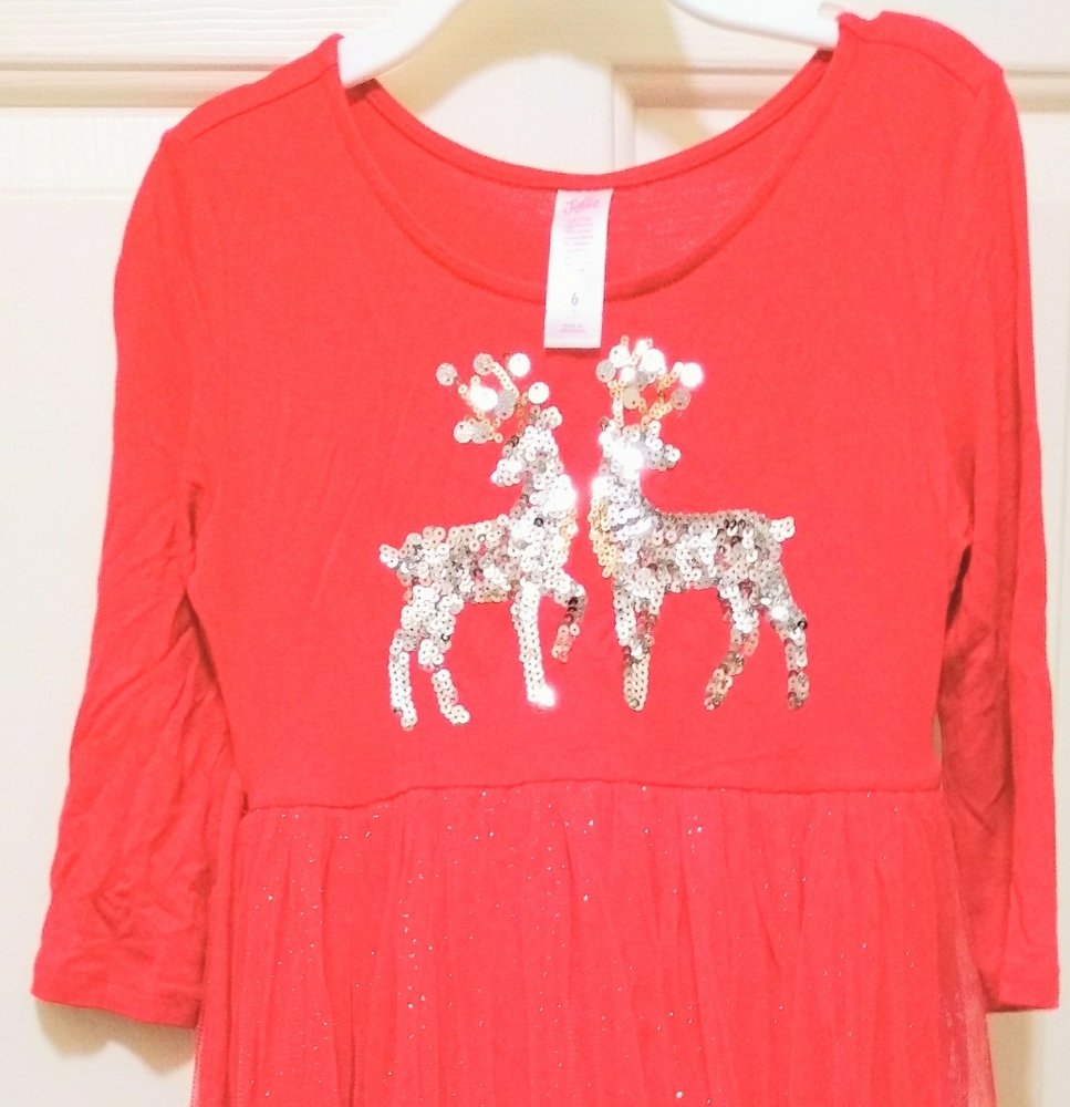 Sequins Reindeer Dress with Sparkle Tulle